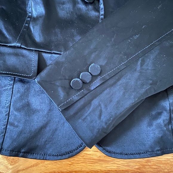 Classic Black Satin Blazer with Button Detail - Picture 8 of 12